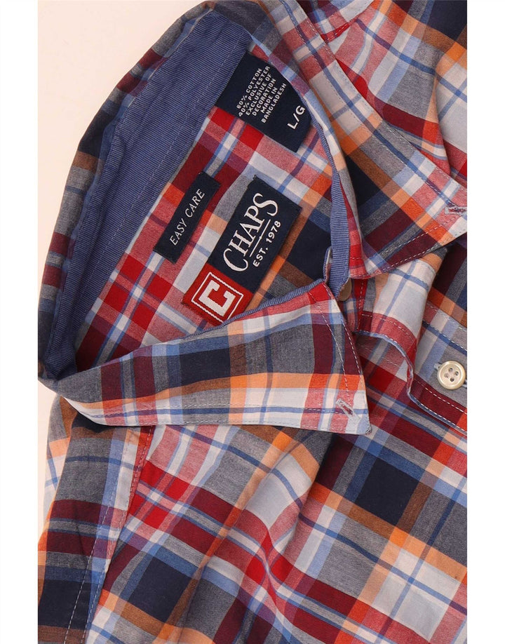 Chaps Chemise à manches courtes pour homme en coton à carreaux multicolores