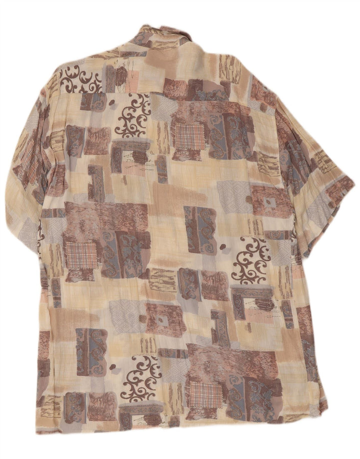 Chemise à manches courtes homme vintage grand patchwork beige