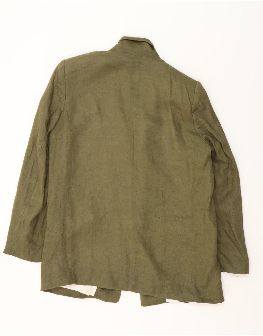 Zara Veste Blazer Ouverte Femme UK 16 Grand Lin Kaki