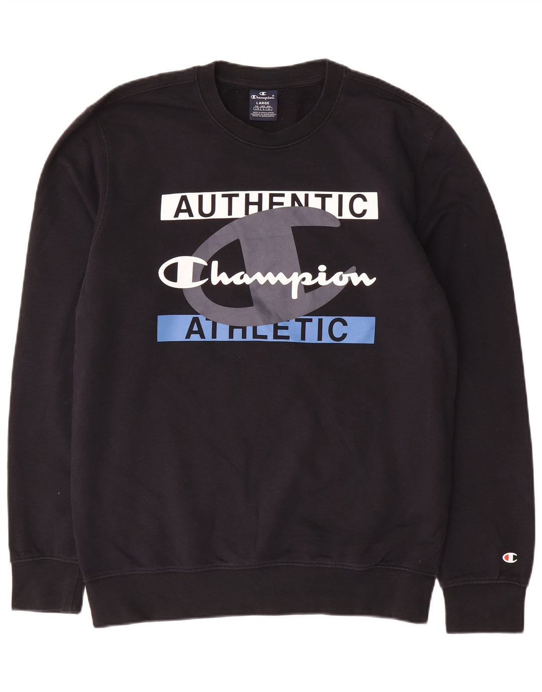 Champion Sweat-shirt graphique pour homme en coton noir Taille L
