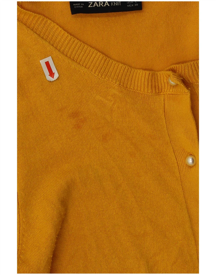 Zara Cardigan Femme Pull UK 16 Large Jaune