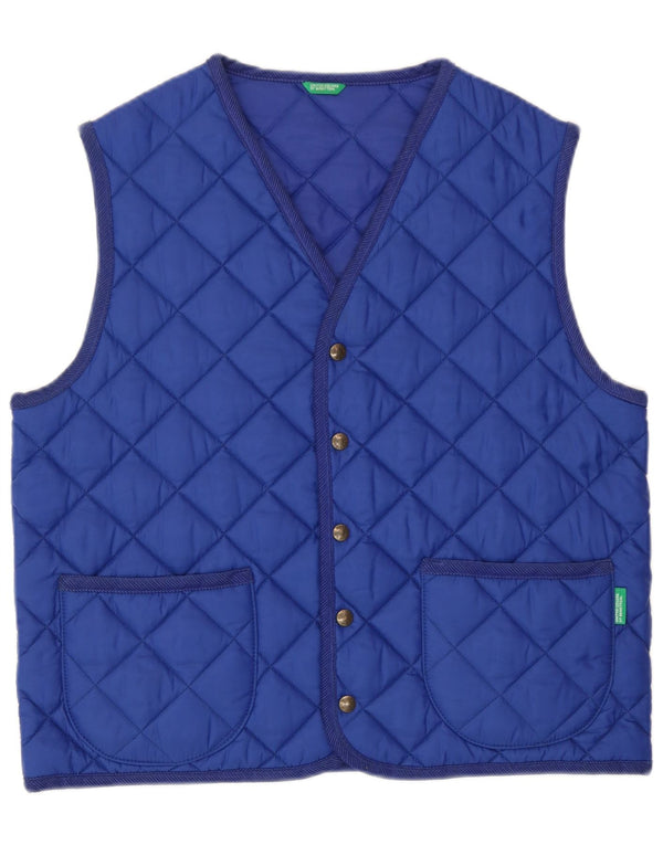 Benetton Gilet Matelassé Femme UK 18 XL Bleu Polyamide