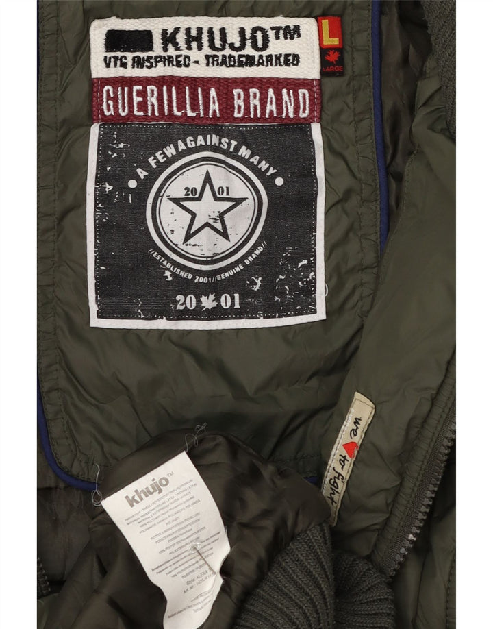 KHUJO Veste matelassée à capuche pour femme UK 14 Large Vert Polyester