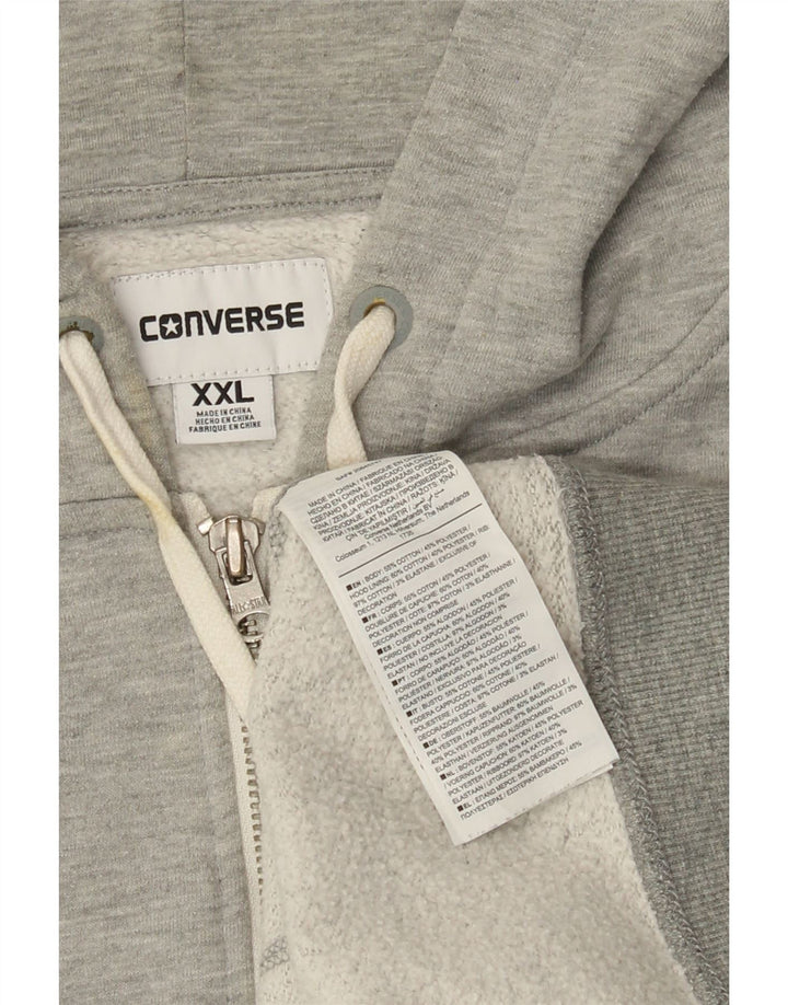 CONVERSE Pull à capuche zippé pour homme 2XL Gris Coton