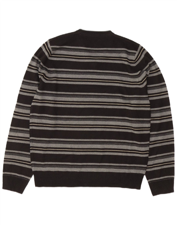 Marks & Spencer Pull à col en V Autograph Homme Rayé Noir Moyen
