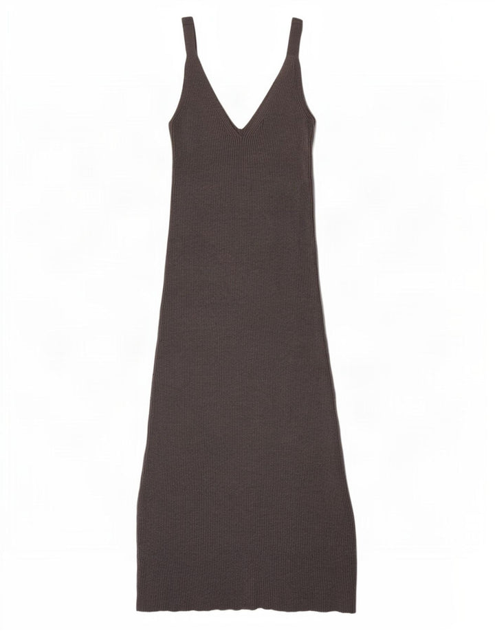 Zara Femme Robe Maxi Sans Manches UK 8 Petite Viscose Grise