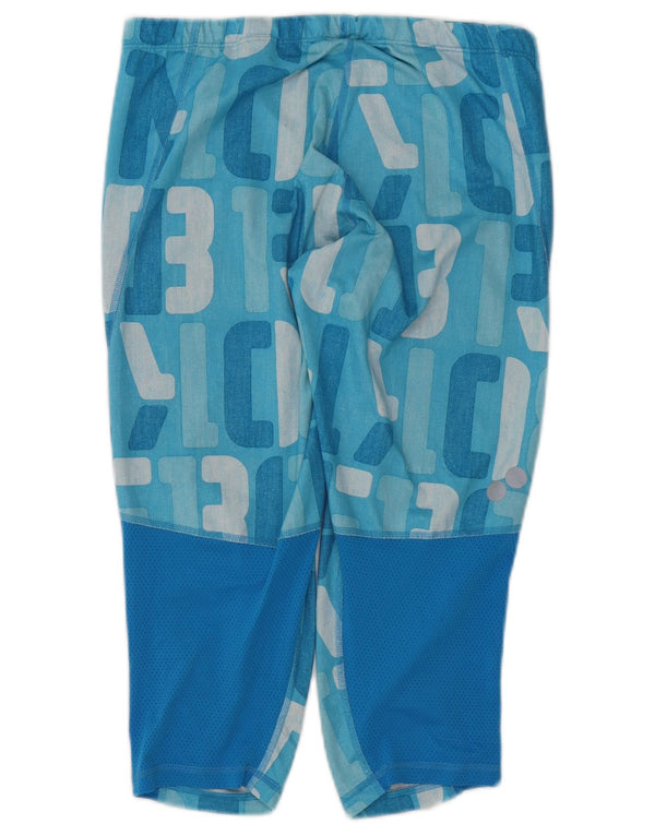 REEBOK Pantalon de survêtement graphique pour femme UK 12 Bleu moyen Colourblock