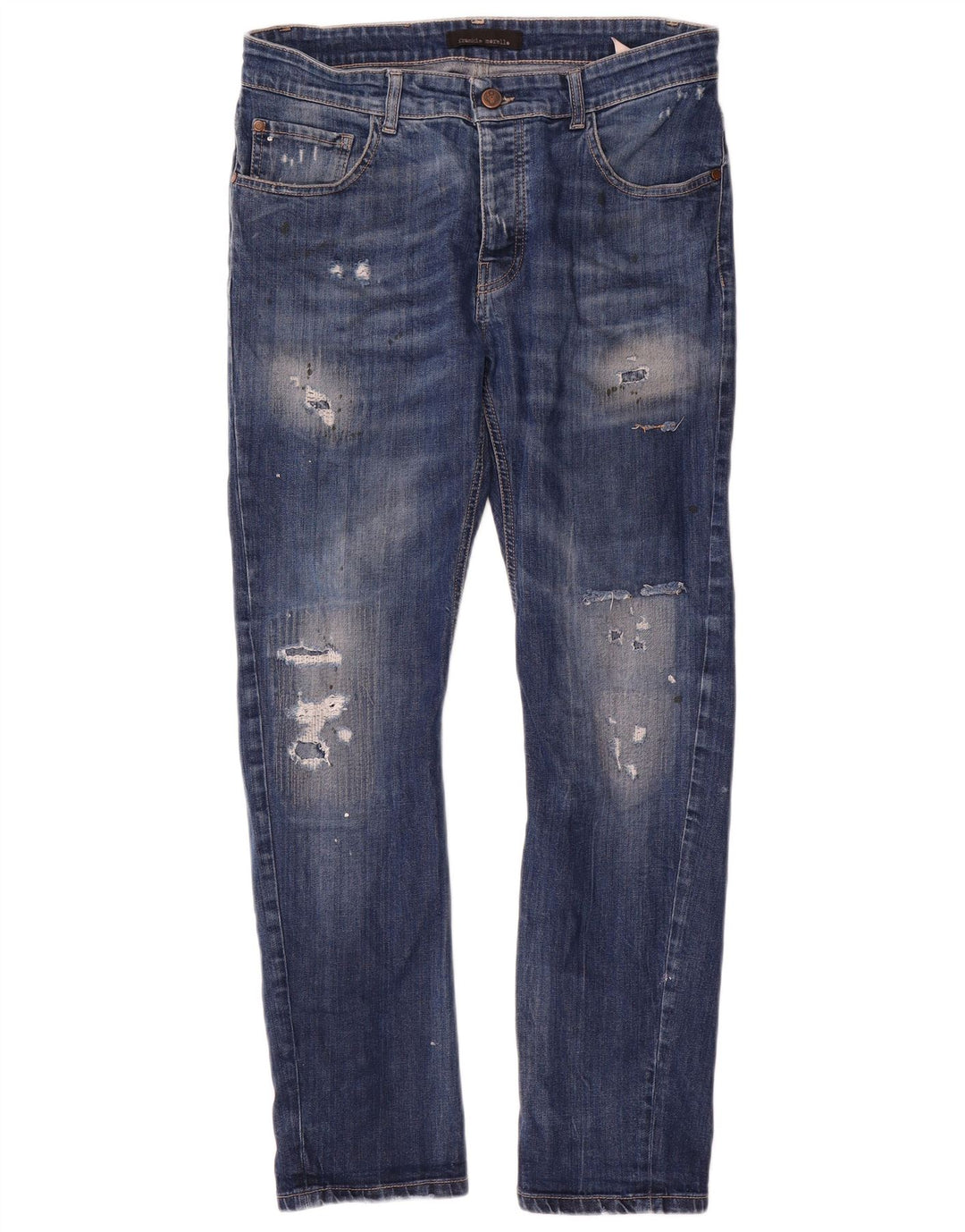 Frankie Morello Jean slim vieilli pour homme W34 L29 en coton bleu
