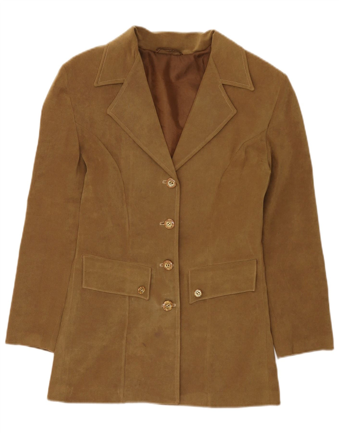 vintage Femme 4 Bouton Blazer Veste UK 10 Petit Kaki
