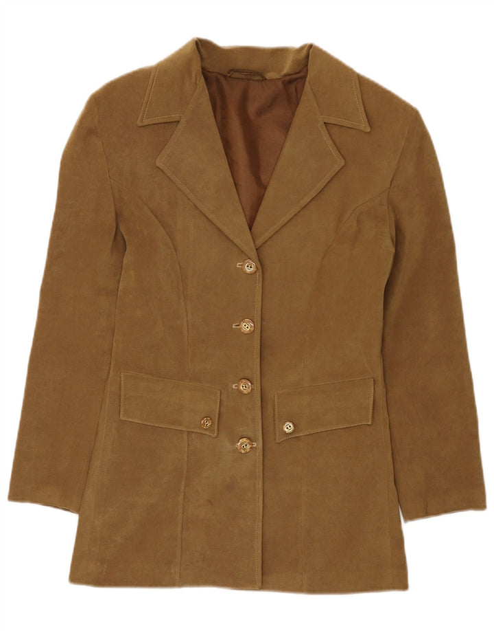 vintage Femme 4 Bouton Blazer Veste UK 10 Petit Kaki