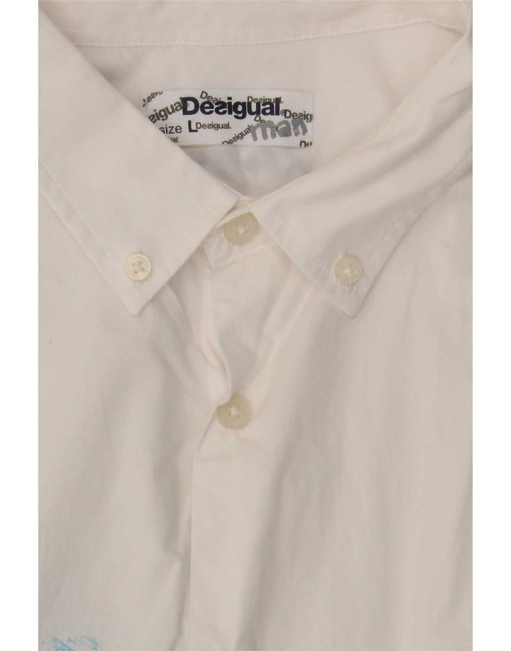 Desigual Chemise à manches courtes à motif abstrait pour hommes, grand blanc