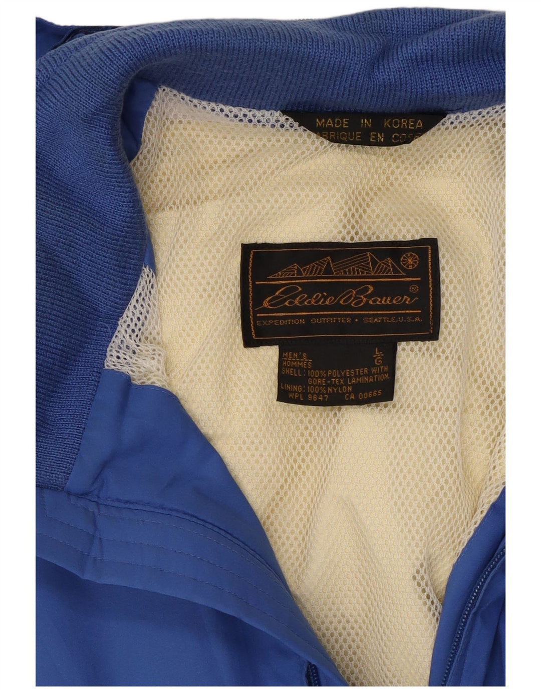 Eddie Bauer Veste de pluie à capuche pour homme UK 40 Large Bleu Polyester