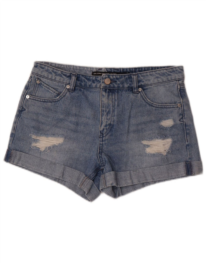 Volcom Short en jean vieilli coupe Boyfriend W28 pour femme en coton bleu moyen