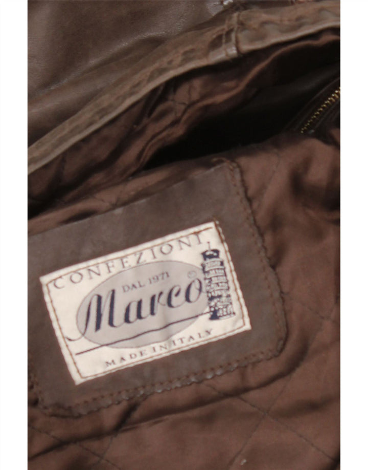 VINTAGE Veste en cuir homme UK 36 Petit cuir marron