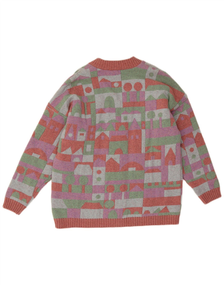 Stefanel Cardigan Femme Pull UK 18 XL Multicolore Géométrique