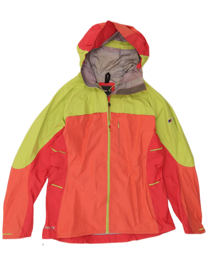 Berghaus Veste de pluie à capuche pour femme UK 16 Large Orange Colourblock