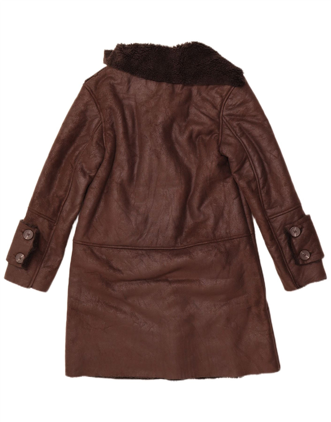 STRADIVARIUS Manteau Sherpa surdimensionné pour femme UK 6 XS Marron Polyester