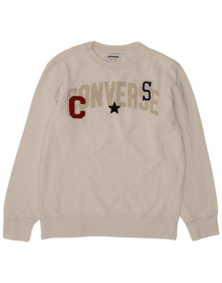 CONVERSE Sweat-shirt graphique pour hommes Petit coton blanc