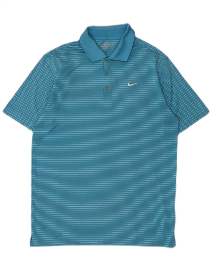 Nike Polo Dri Fit pour homme en polyester à fines rayures bleu moyen