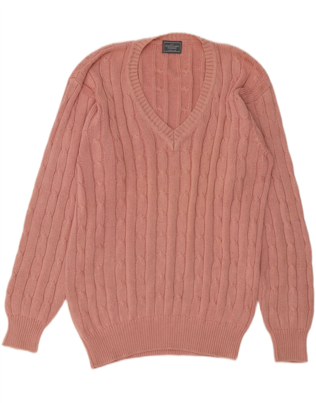 KAPPA Mens V-Neck Jumper Sweater Large Pink Cotton Vintage Kappa and Second-Hand Kappa from Messina Hembry 
