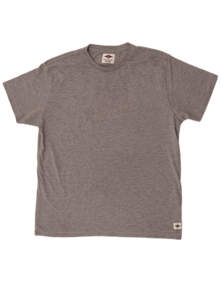 Bear T-Shirt Graphique Homme Top XL Gris Moucheté Polyester