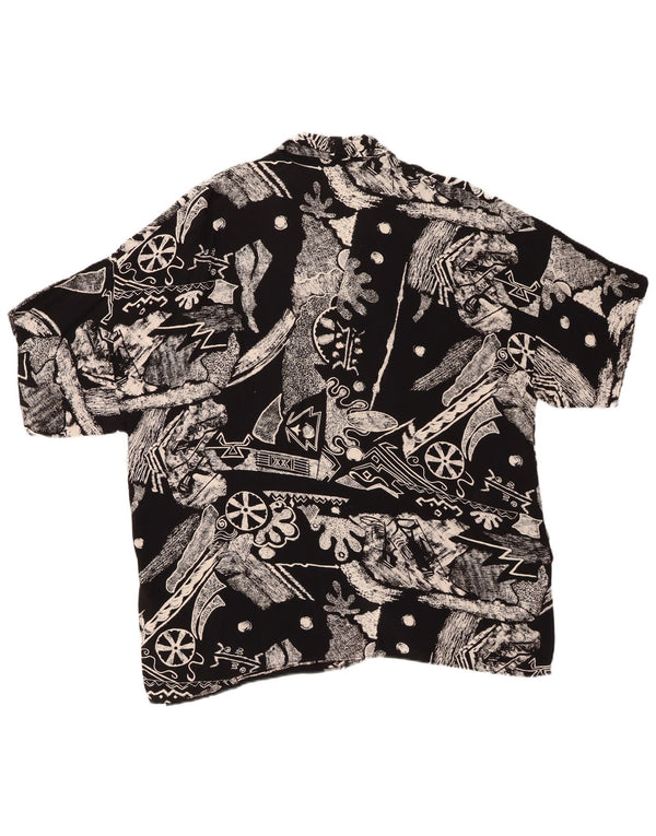 VINTAGE Chemise surdimensionnée à manches courtes pour femmes IT 46 Grand Noir Géométrique