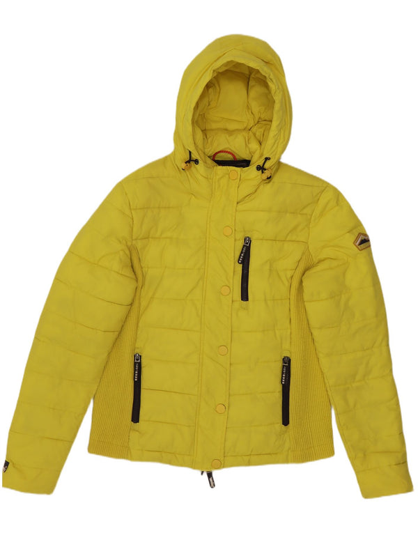 Superdry Veste matelassée à capuche pour femme UK 18 XL Jaune Nylon