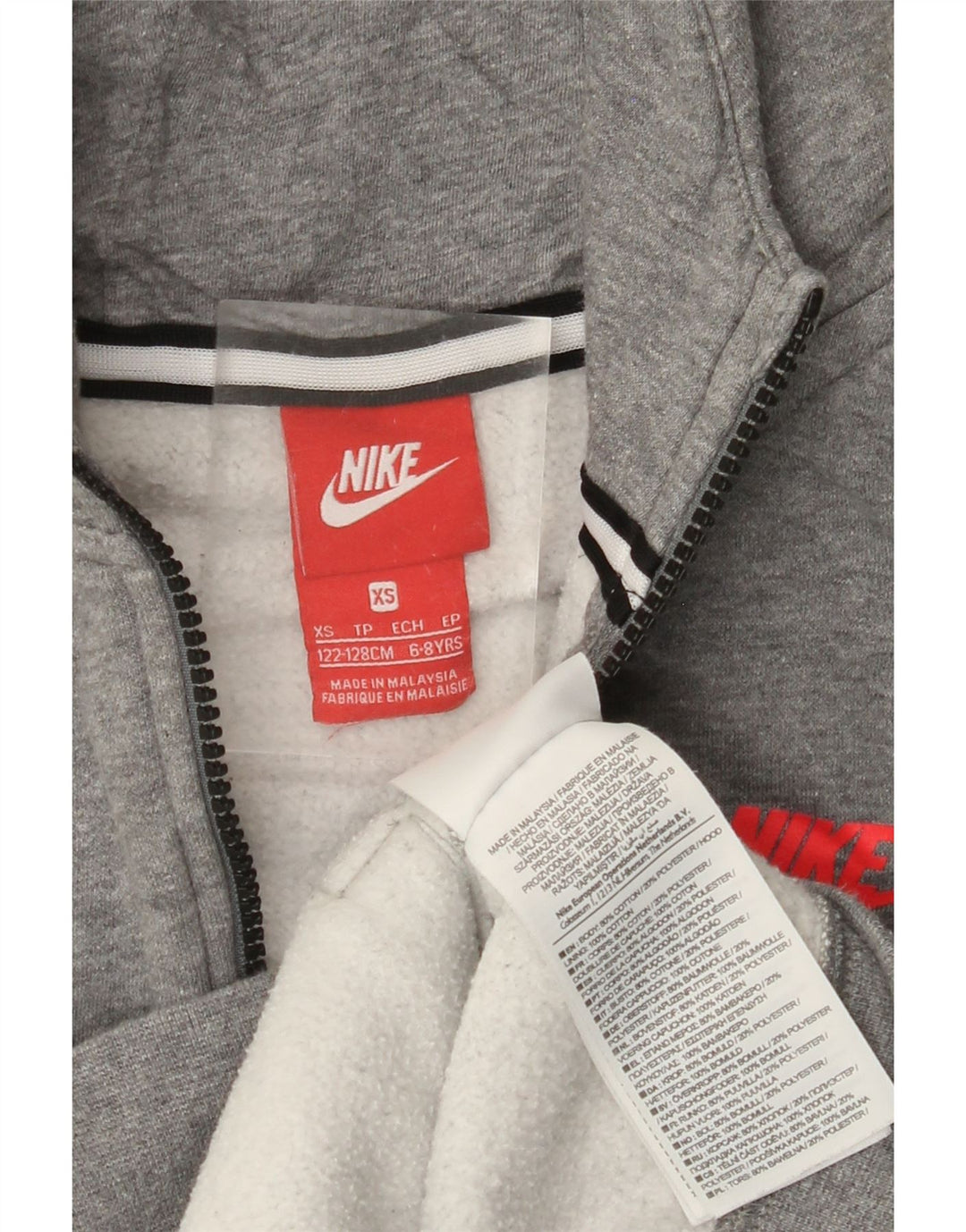 NIKE Pull à capuche zippé Air pour fille 6-7 ans XS Gris Coton