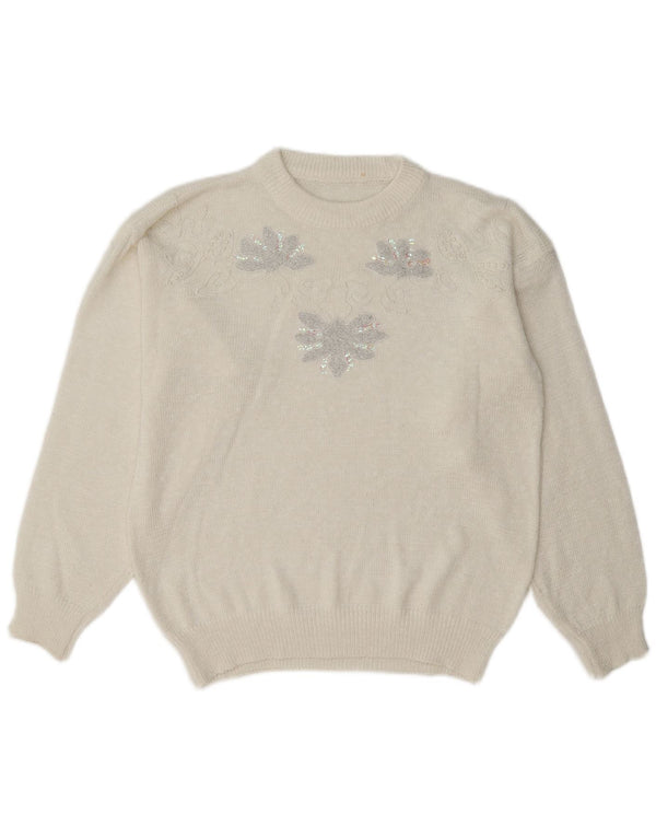 vintage Womens Graphic Crew Neck Jumper Pull UK 14 Grand Blanc Floral