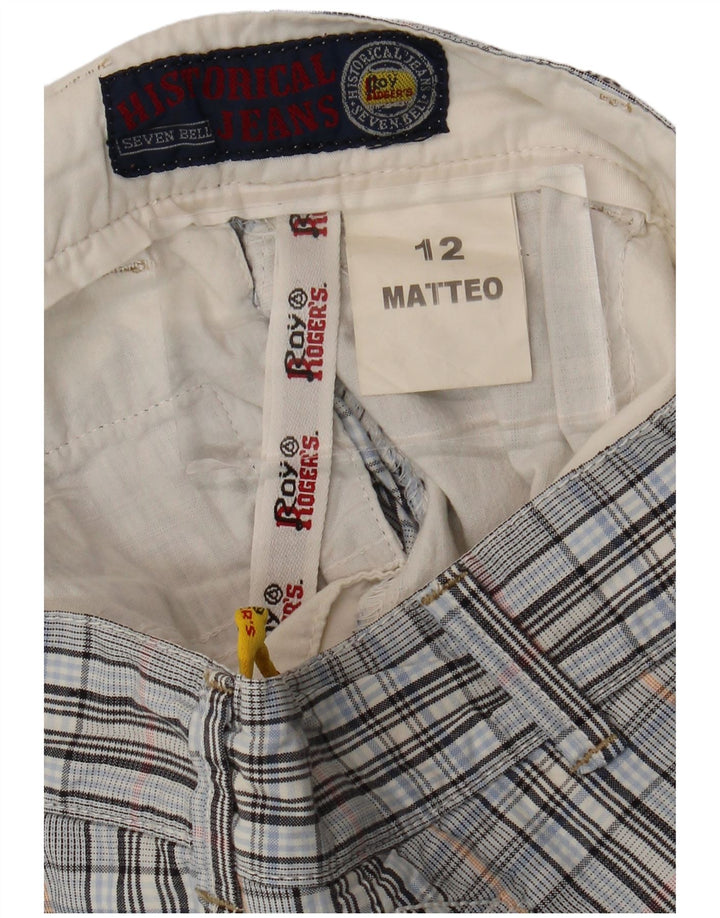 ROY ROGERS Short Chino Garçon 11-12 ans W26 Bleu Carreaux Coton