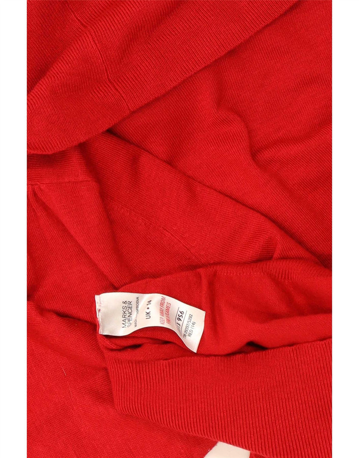 Marks & Spencer Pull col roulé pour femme UK 14 Viscose rouge moyen