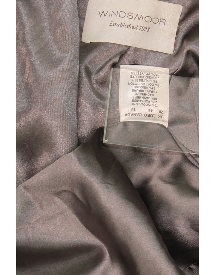 WINDSMOOR Womens Overcoat UK 20 2XL Grey Wool