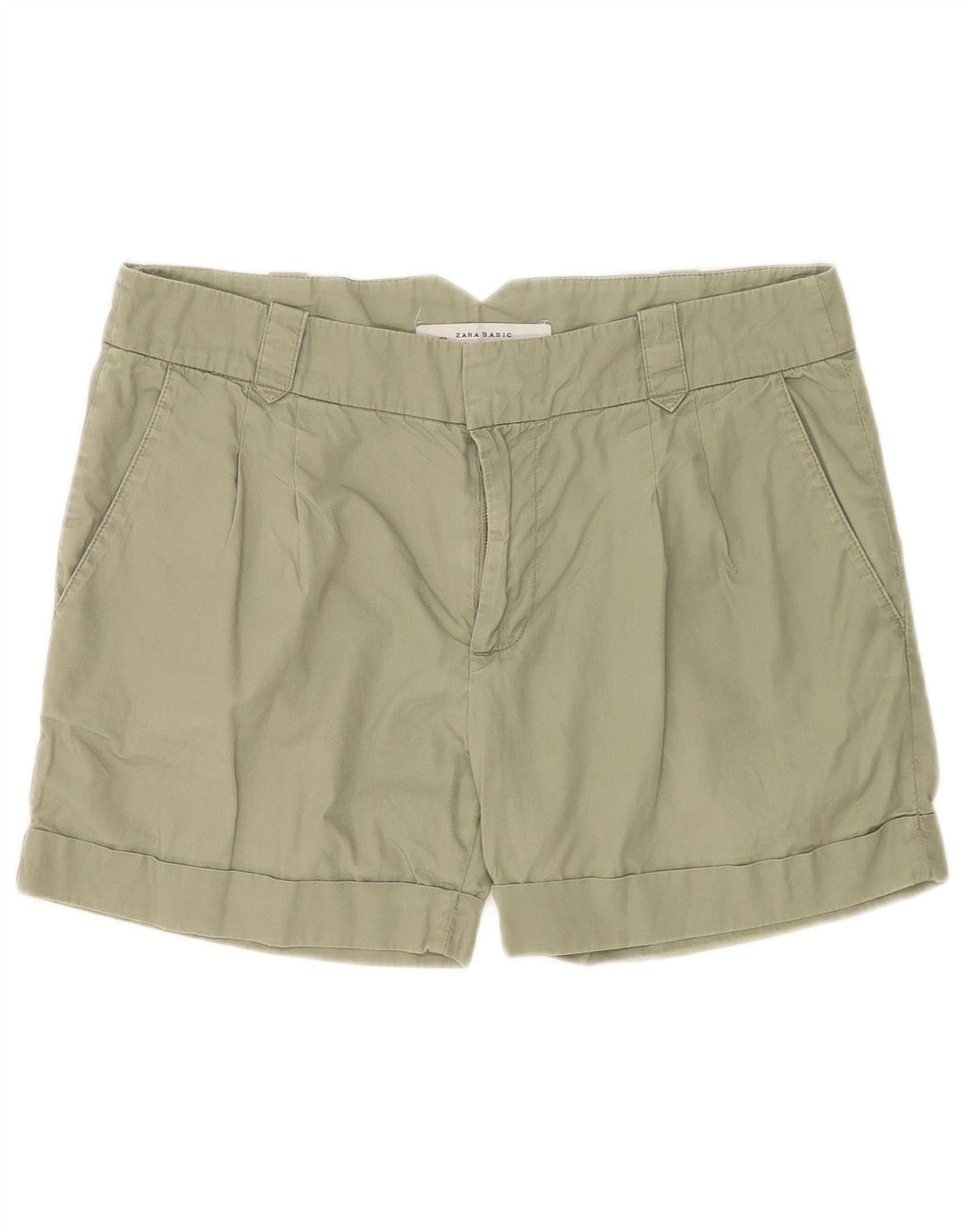 Zara Short Chino Pegged Femme Medium W28 Vert Coton