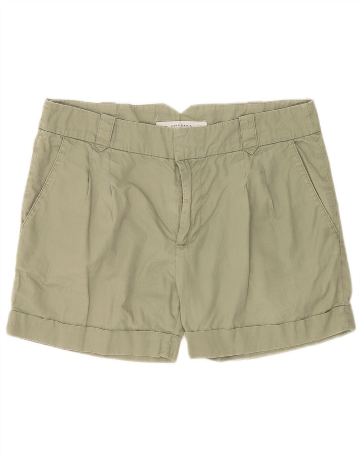 Zara Short Chino Pegged Femme Medium W28 Vert Coton