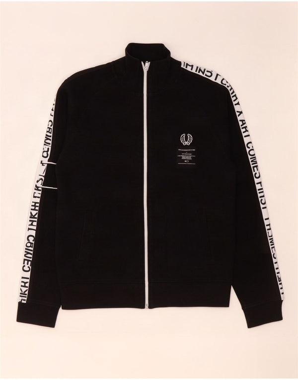 Fred Perry Veste de survêtement graphique pour hommes, petit, en coton color block noir