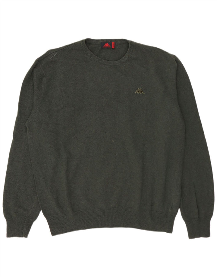 Kappa Pull à col rond pour homme en laine d'agneau Vert Large