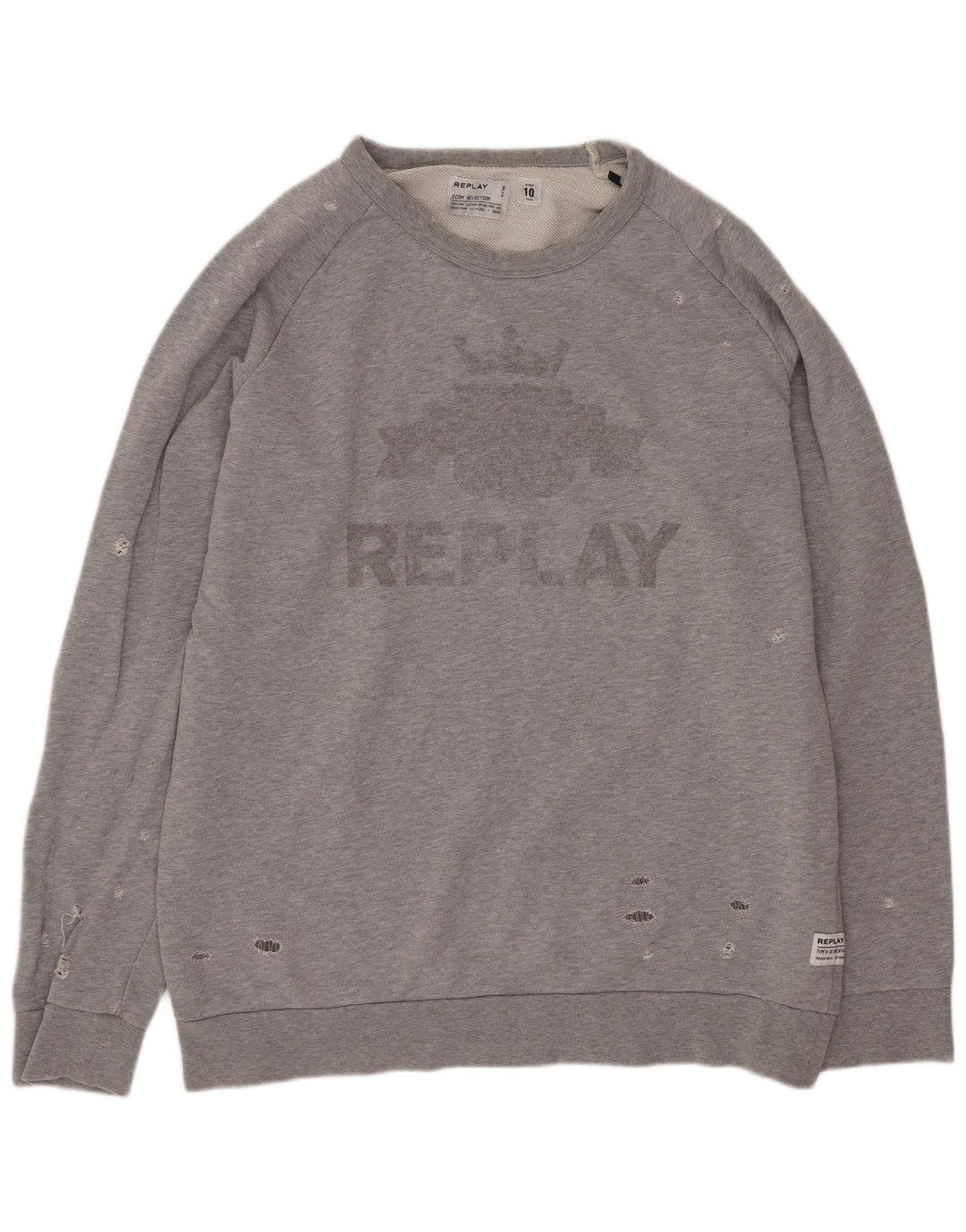 Replay Sweat-shirt surdimensionné à motif vieilli pour garçon 9-10 ans Gris