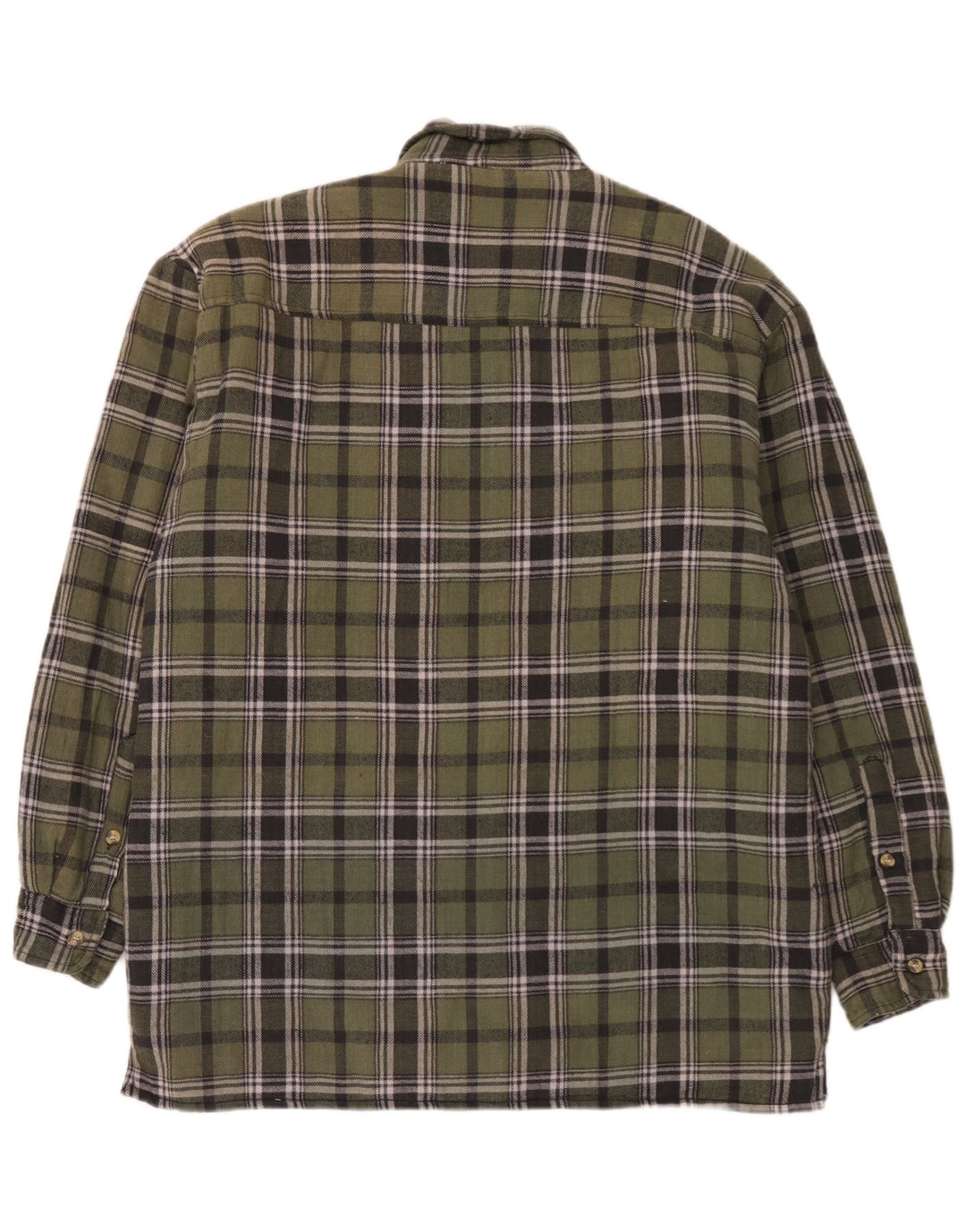 vintage Mens Lumberjack Flanelle Chemise Moyen Vert Check Coton