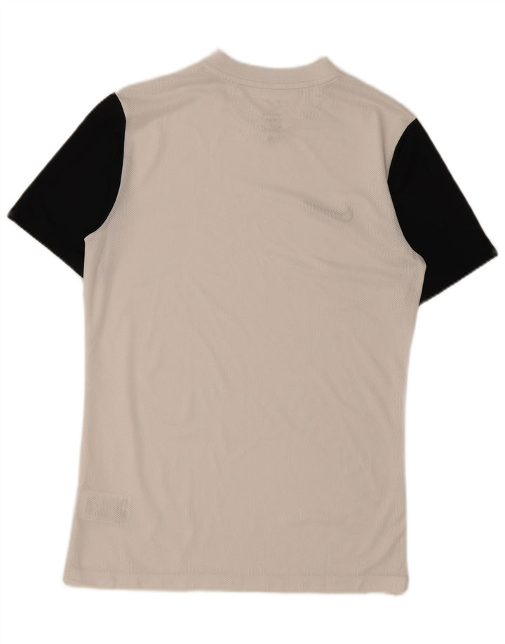 Nike Hommes Dri Fit Slim T-Shirt Top Blanc Colorblock Polyester