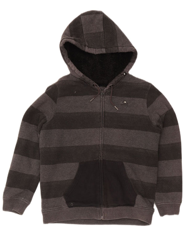 Quiksilver Pull à capuche zippé pour garçon 13-14 ans Gris Rayé Coton