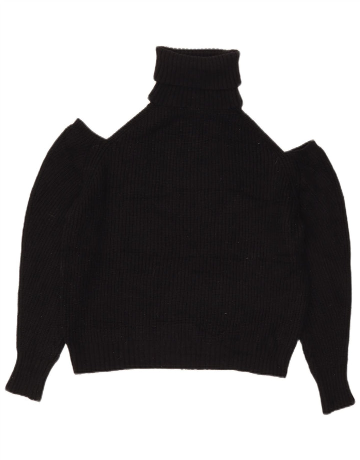 Zara Pull à col roulé et épaules dénudées pour femme UK 14 Noir moyen