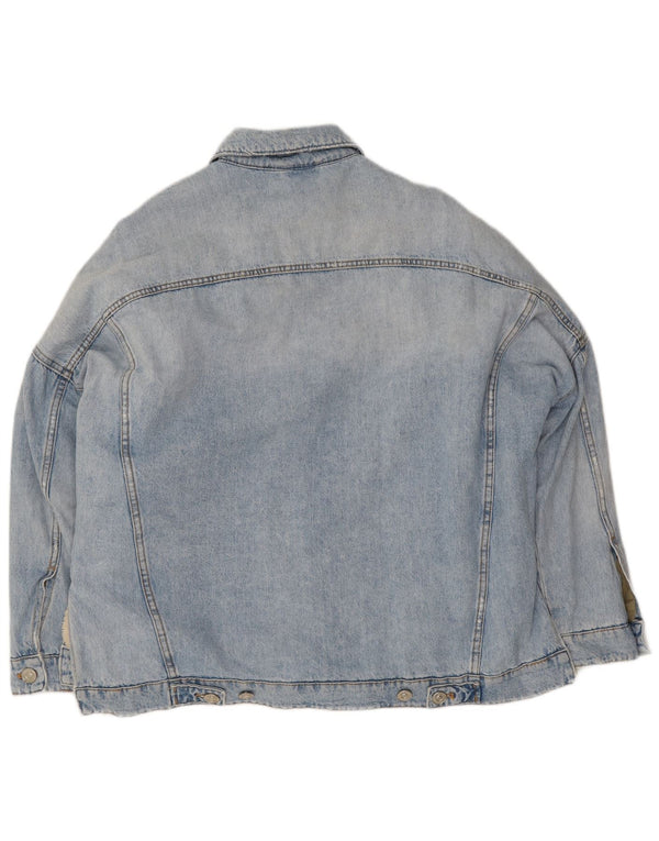 Zara Veste Sherpa en jean surdimensionnée pour femme UK 14 Bleu moyen