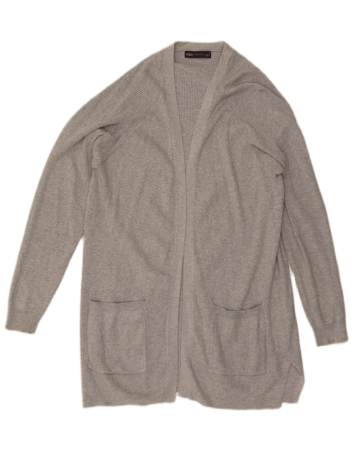 Marks & Spencer Pull cardigan ouvert long pour femme UK 14 Gris moyen