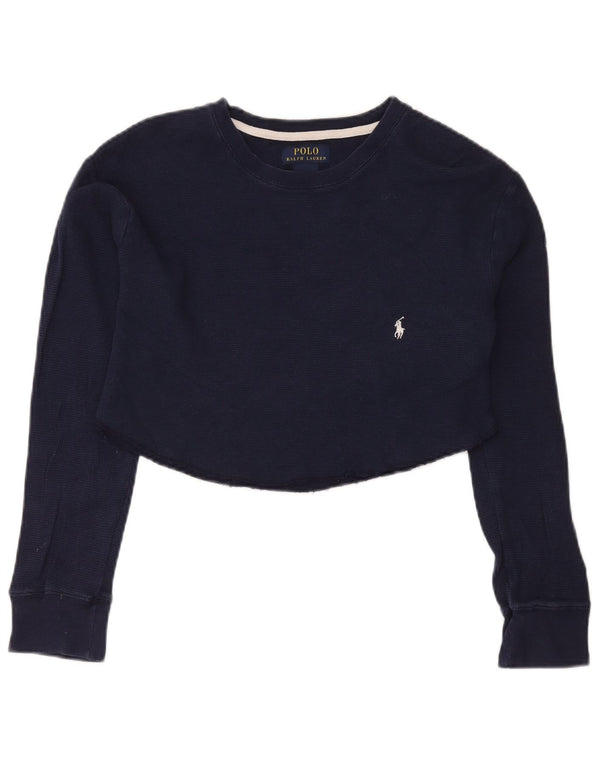 Polo Ralph Lauren Haut court à manches longues pour femme UK 18 XL Bleu marine Coton