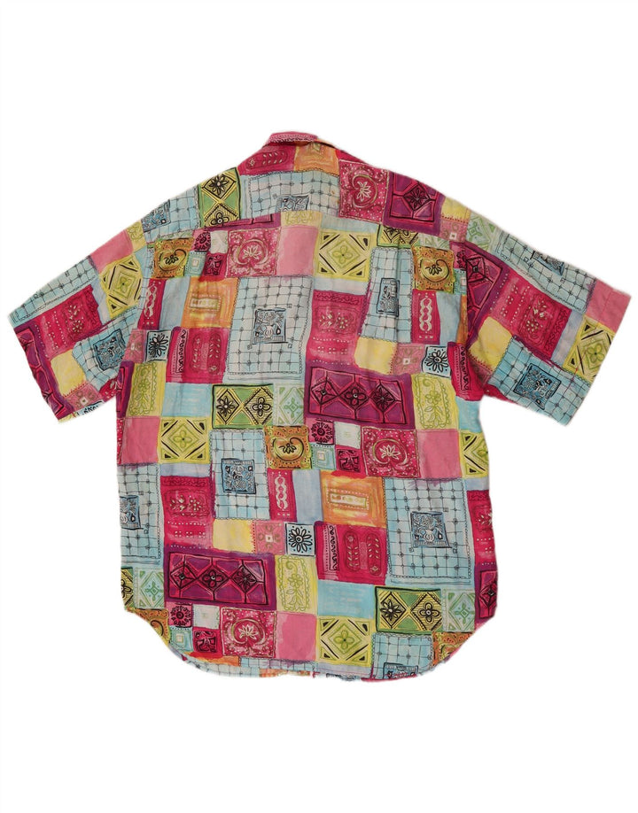 Chemise à manches courtes Vintage pour hommes, Patchwork multicolore moyen