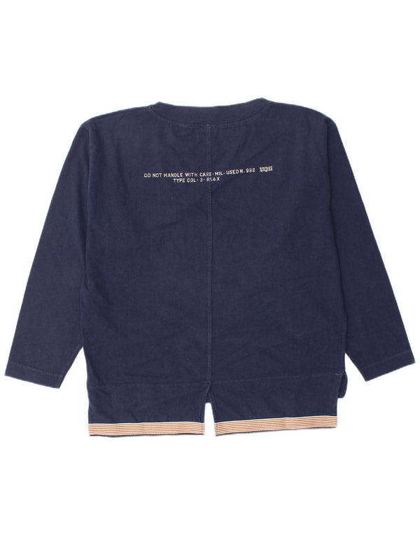 Sisley Pull-over surdimensionné graphique pour femme UK 14 Bleu marine moyen