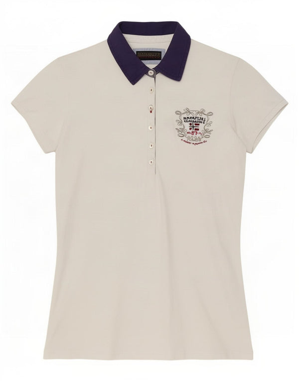 Napapijri Polo Femme Geographic UK 12 Medium Blanc Colourblock