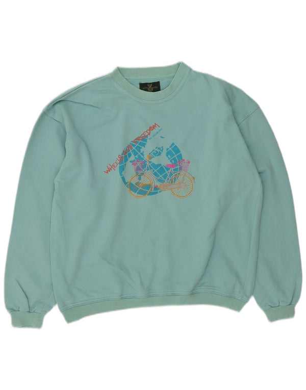 Vagabond Sweat-shirt surdimensionné graphique pour femme UK 10 Small Turquoise