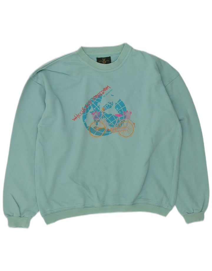 Vagabond Sweat-shirt surdimensionné graphique pour femme UK 10 Small Turquoise