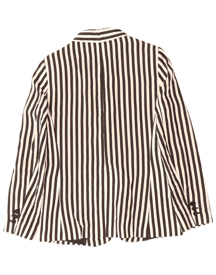 ZARA Femme 1 Bouton Blazer Veste UK 12 Moyen Noir Pinstripe Polyester